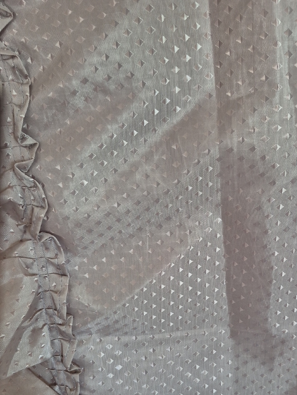Tan Metallic Ruffled Shower Curtain - Picture 3 of 4